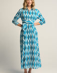 Luciana Ikat Multi Dress Cyan