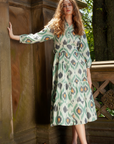 Ariel Ikat Dress Green