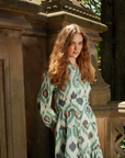 Ariel Ikat Dress Green