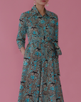 LUCIANA TIGER DRESS TURQUESA