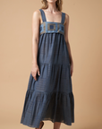 Isabella Jamdani Dress Blue
