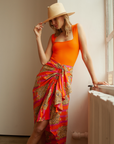 Tibet Pareo Skirt - Orange/Pink