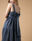 Isabella Jamdani Dress Blue