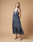 Isabella Jamdani Dress Blue