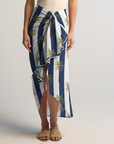 Luciana Palm Pareo Skirt Blue