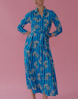 Luciana Tibet Dragon Dress Cyan