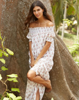 Alexis off the shoulder Maxi Dress White and Pink